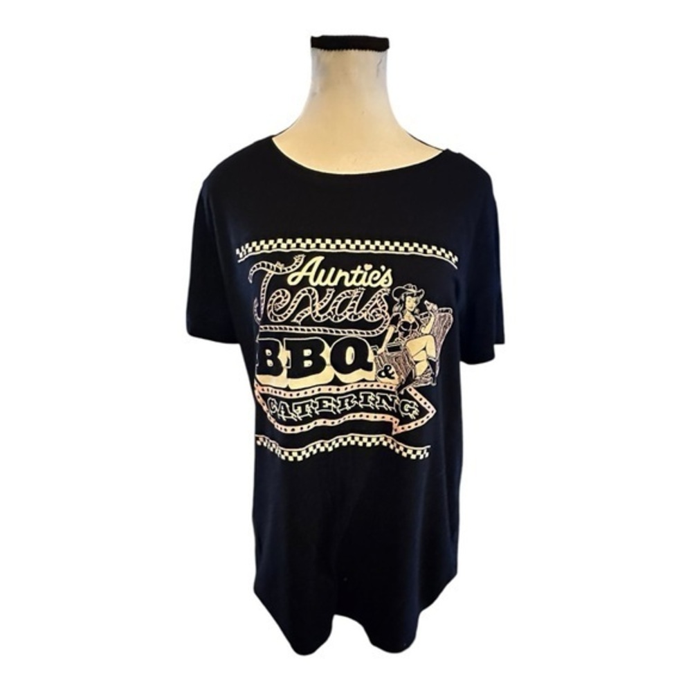 Women’s torrid 1 Auntie’s Texas BBQ Black Slim Fit Crew Tee 14 16 1X 1XL